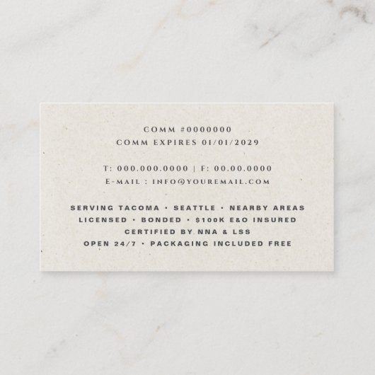 Notary Public Beige Rustic 名刺 (裏面)