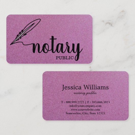 Notary Public Elegant Script Plain 名刺 (正面/裏面)