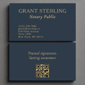Notary Public Minimalist Navy Blue Gold QR Code  名刺