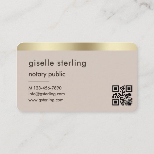Notary Public Neutral Gold QR Code 名刺 (裏面)