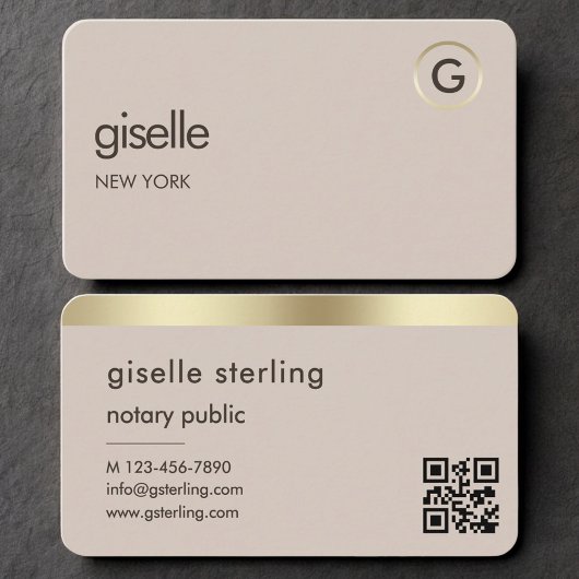 Notary Public Neutral Gold QR Code 名刺