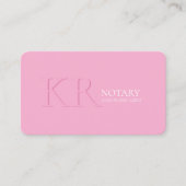 Notary Public Signing Agent Monogram Modern Pink 名刺 (正面)