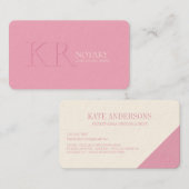 Notary Public Signing Agent Monogram Modern Pink 名刺 (正面/裏面)