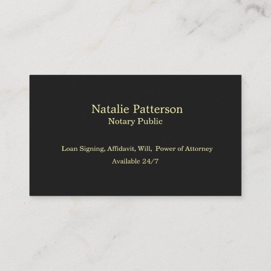 Notary Services Black Modern Business Card 名刺 (裏面)