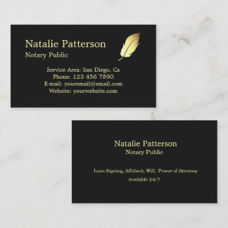 Notary Services Black Modern Business Card 名刺