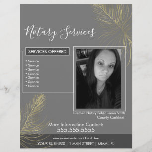 Notary Services Gray金ゴールドPhoto Businessチラシ チラシ
