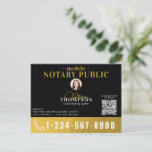 Notary Signing Agent Black Gold Photo QR Code ポストカード (スタンド正面)