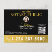 Notary Signing Agent Black Gold Photo QR Code ポストカード (正面)