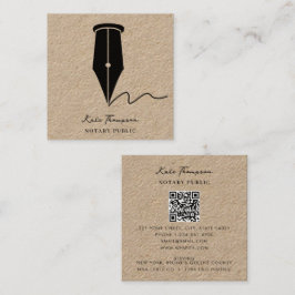 Notary Signing Agent Calligraphy Rustic Kraft スクエア名刺