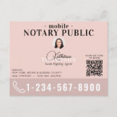 Notary Signing Agent Modern Pink Photo QR Code ポストカード (正面)
