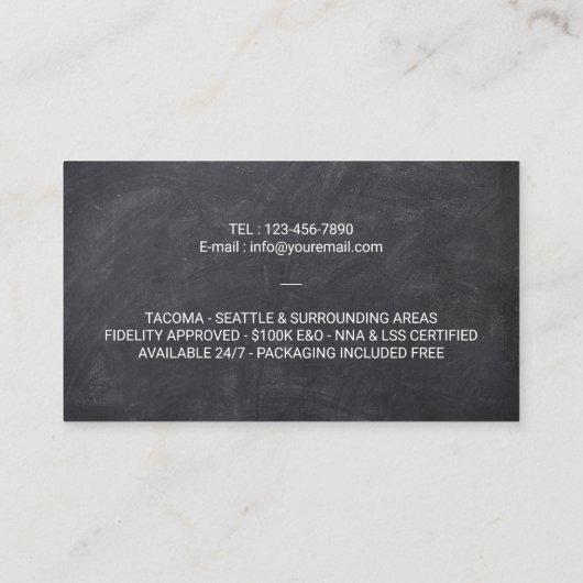 Notary Stamp Loan Signing Agent Professional 名刺 (裏面)