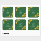 Note + Bride Groom Names Emerald Green & Gold スクエアシール (シート)