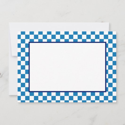 Note Card-Blue & White Checkers ノートカード (正面)
