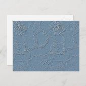 Note card in blue abstract leaf nature design  ポストカード (正面/裏面)