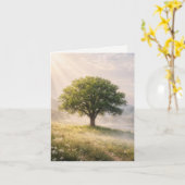 Note Card Solitary Green Tree with Sunbeams カード (黄色い花)