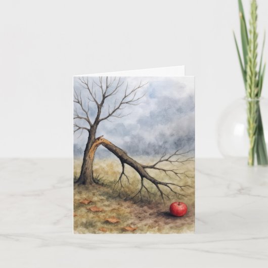 Note Card Watercolor Broken Apple Tree  カード (正面)
