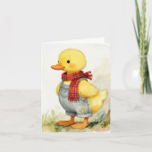 Note Card Watercolor Duck In Overalls カード (正面)