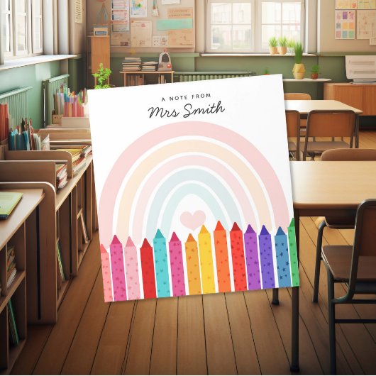 Note From Teacher Crayon Rainbow Notepad ノートパッド