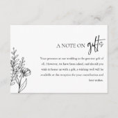 Note on Wedding Gift Contributions Black and White エンクロージャーカード (正面)