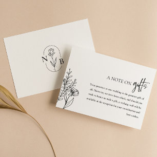 Note on Wedding Gift Contributions Black and White エンクロージャーカード