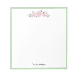 Note Pad with Name Soft Pink Roses ノートパッド
