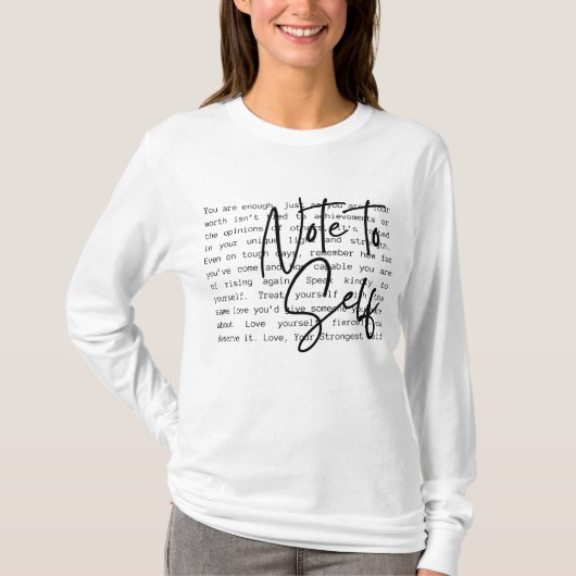 "Note to Self" Inspirational Unisex Long-Sleeve Tシャツ (正面)