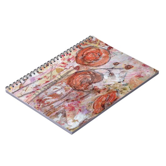 Notebook featuring mixed media floral art. ノートブック (左側)