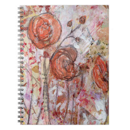 Notebook featuring mixed media floral art. ノートブック