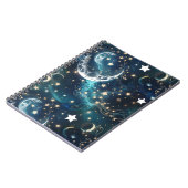 Notebook – Luxury Icy Blue Celestial Moon Phases ノートブック (左側)