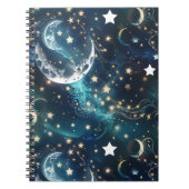 Notebook – Luxury Icy Blue Celestial Moon Phases ノートブック (正面)