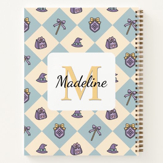 Notebook Name Magic Academy Wizard School Blue ノートブック (裏面)