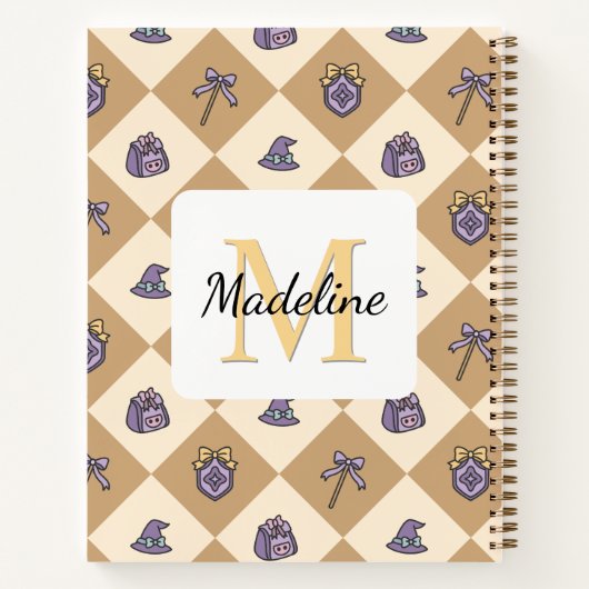 Notebook Name Magic Academy Wizard School Gold ノートブック (裏面)