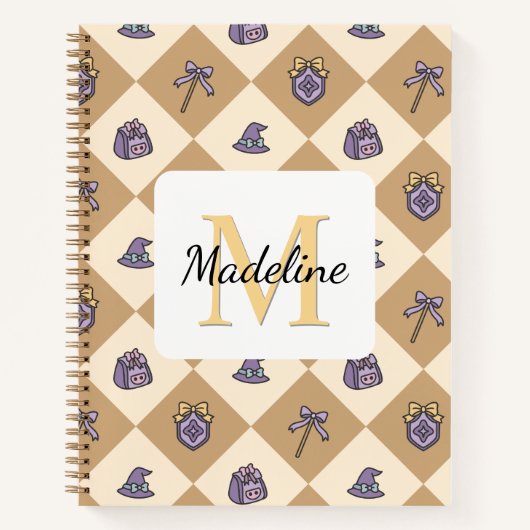 Notebook Name Magic Academy Wizard School Gold ノートブック (正面)