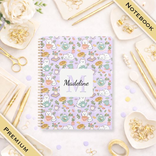 Notebook Name Tea Cats Bookish Pastel ノートブック