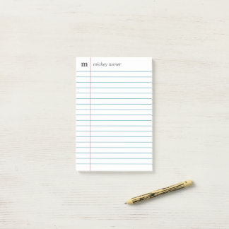 Notebook Paper White Add Your Name & Initial ポストイット