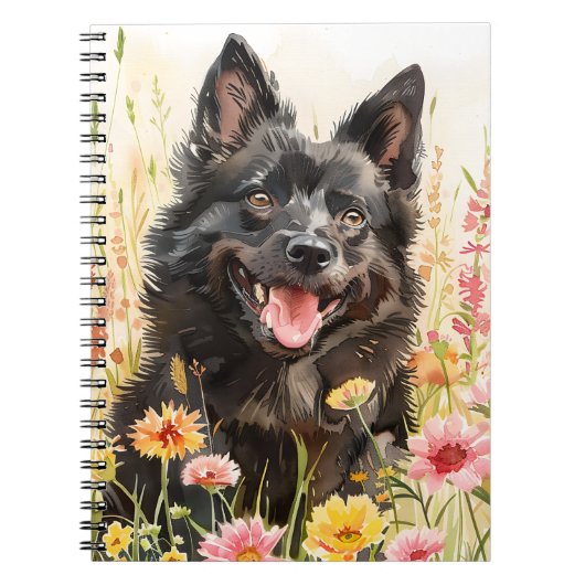 Notebook – Schipperke Watercolor Dog Journal ノートブック (正面)