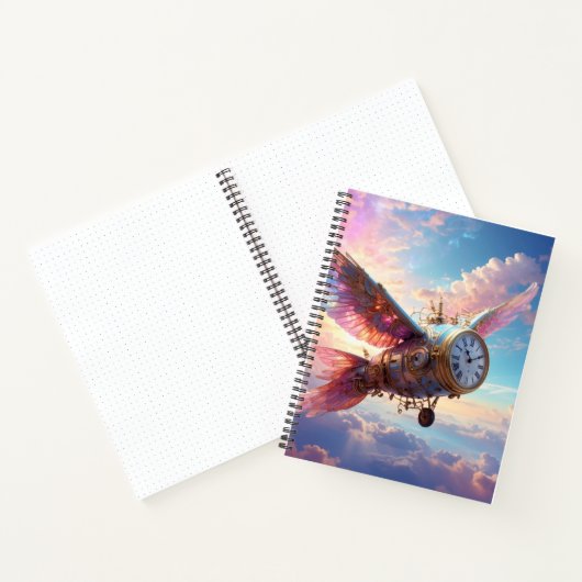 Notebook w/ fantastical wing and clock face design ノートブック (内部)