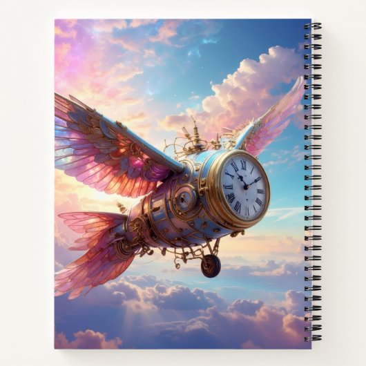 Notebook w/ fantastical wing and clock face design ノートブック (裏面)