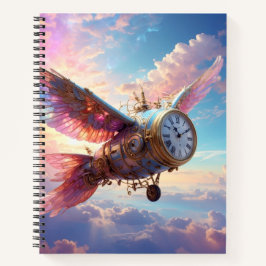 Notebook w/ fantastical wing and clock face design ノートブック