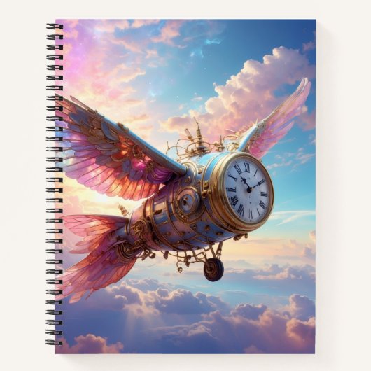 Notebook w/ fantastical wing and clock face design ノートブック (正面)