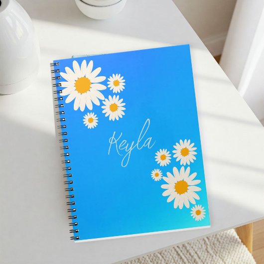 Notebook with gradient Rose and Daisies ノートブック