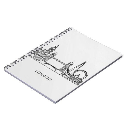 Notebook with London Landmarks Line Art ノートブック (左側)