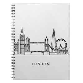 Notebook with London Landmarks Line Art ノートブック