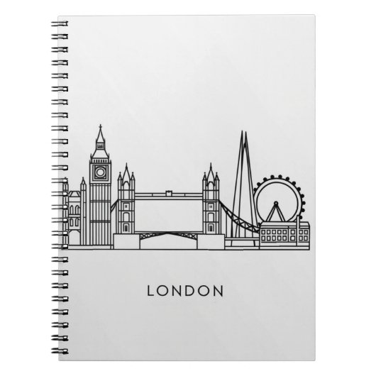 Notebook with London Landmarks Line Art ノートブック (正面)