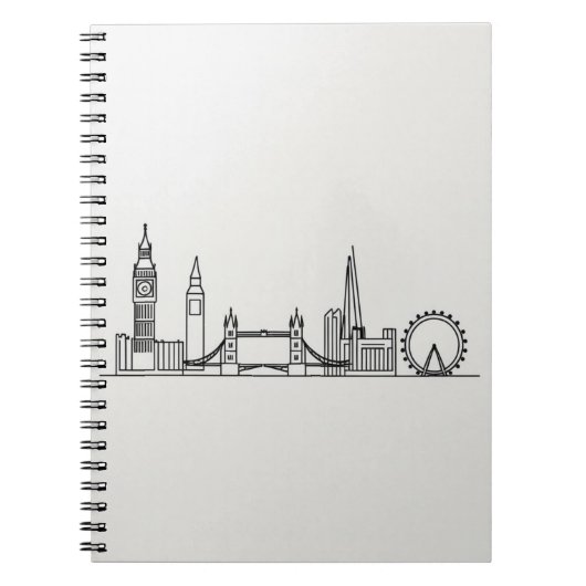 Notebook with London Skyline – ミニマルデザイン ノートブック (正面)