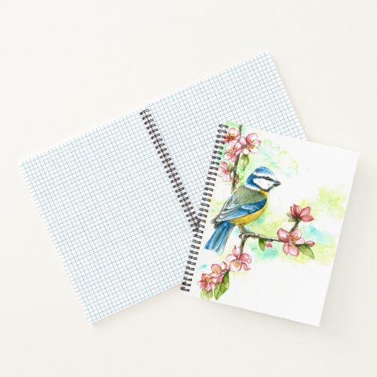Notebook with Watercolor Blue Tit ノートブック (内部)