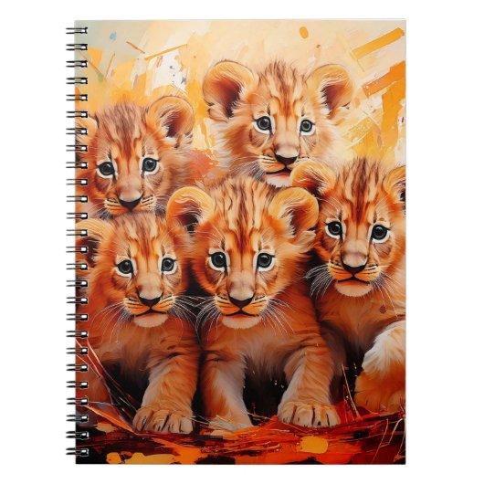 Notebooks - Five Lion Cubs Artwork ノートブック (正面)