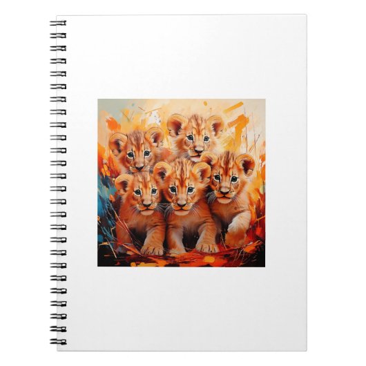 Notebooks - Five Lion Cubs Artwork ノートブック (正面)