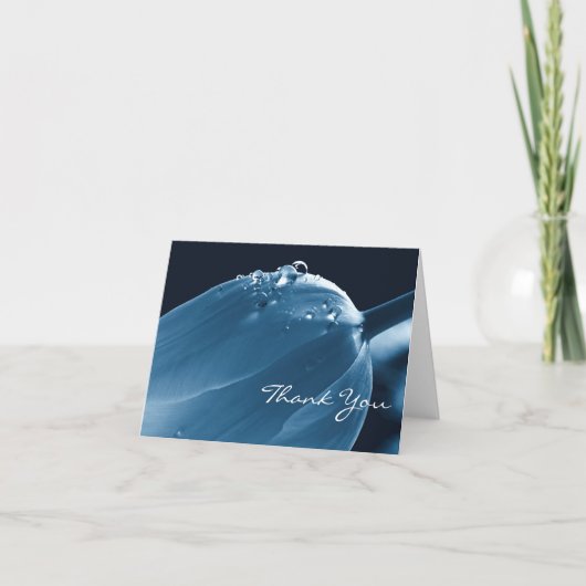 Notecardカード、チューリップ及び雨滴の花柄ありがとう サンキューカード (正面)