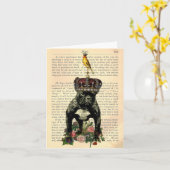 Notecardヴィンテージの本のページのフレンチ・ブルドッグ王 カード (黄色い花)